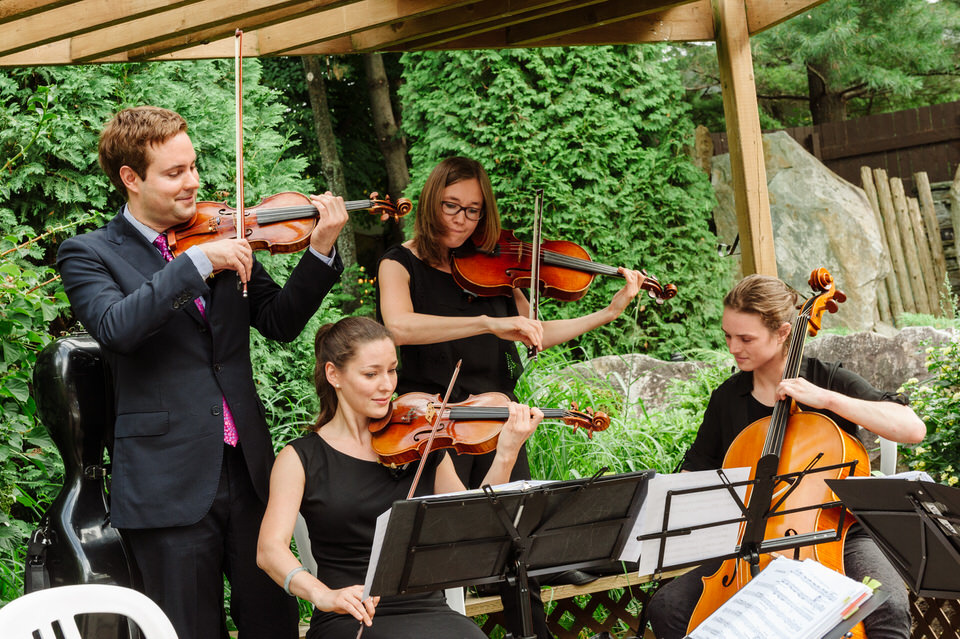  Ensemble Tryade musicians playing at outdoors wedding at Parc Jean-Drapeau