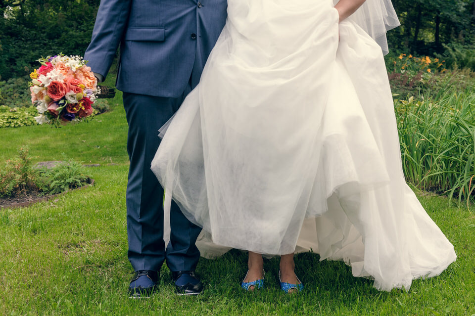 Bride and groom's outfits