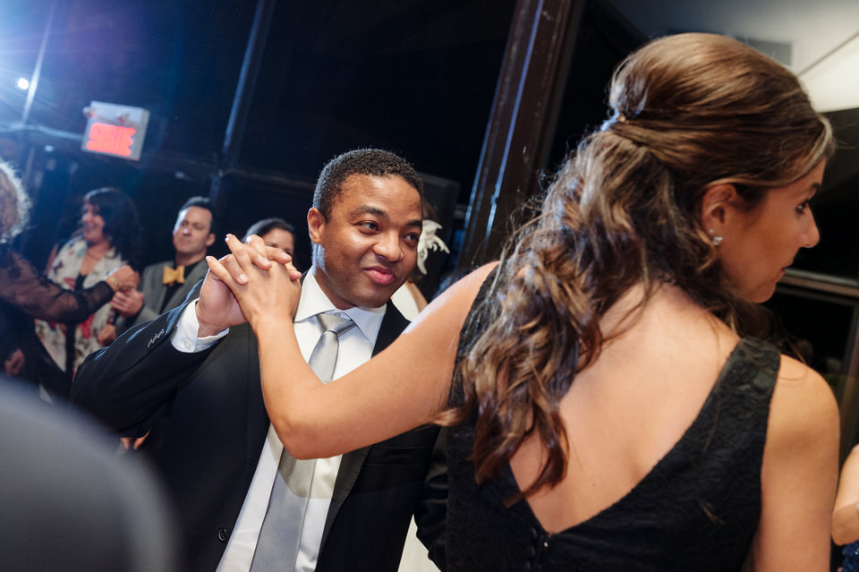 Bridesmaid and her boyfriend dancing at La Toundra wedding  