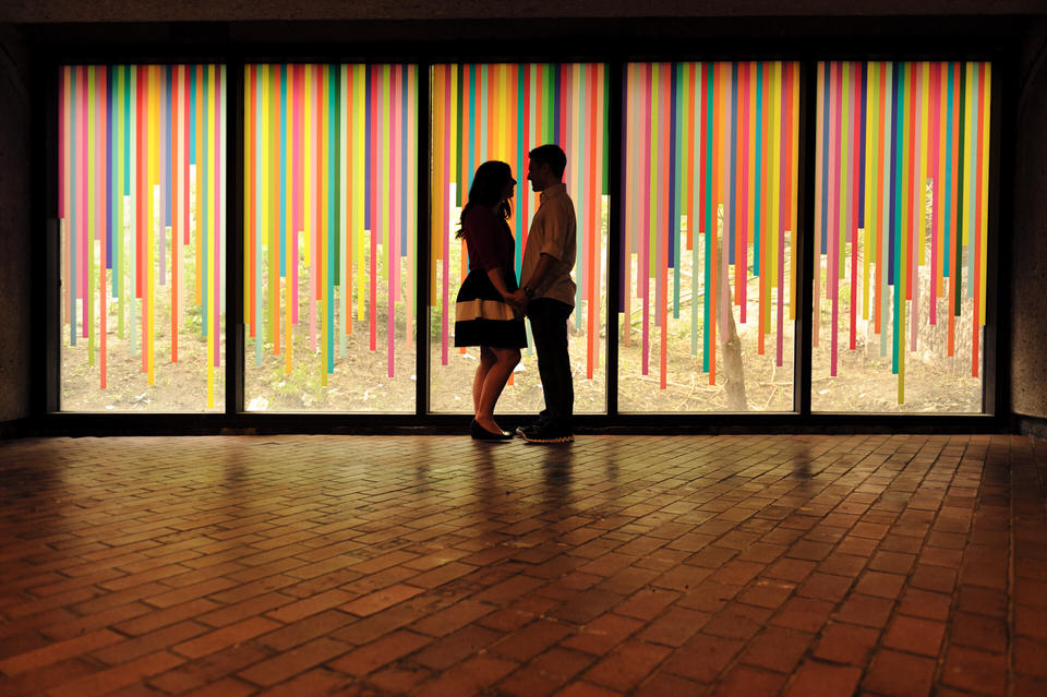 Engagement photos in the tunnel under Champ-de-Mars metro station, Old Montreal