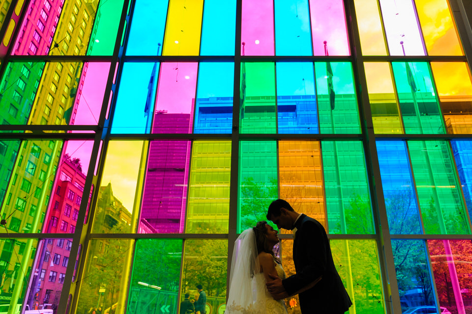 Wedding portrait at the Palais des Congrès