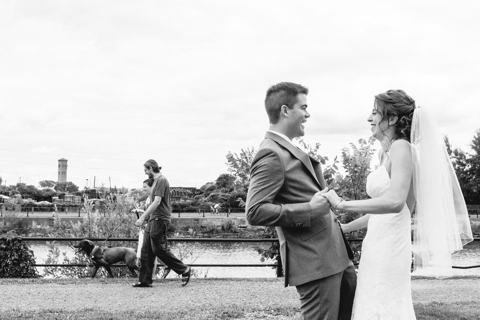 Groom's excited reaction as he sees the bride on the wedding day