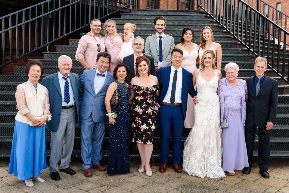 Family group photo on wedding day at Espace Canal