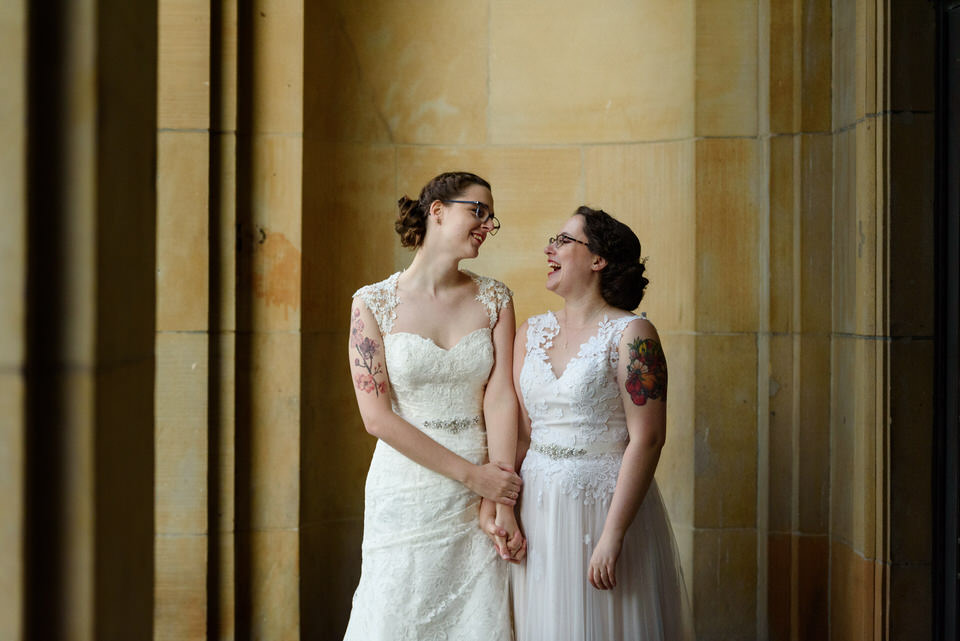 Wedding portrait of two brides