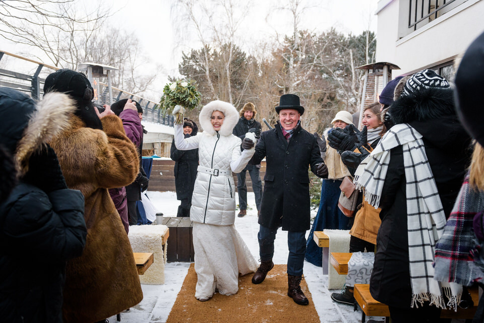 Cérémonie de mariage en hiver au Parc Jean-Drapeau