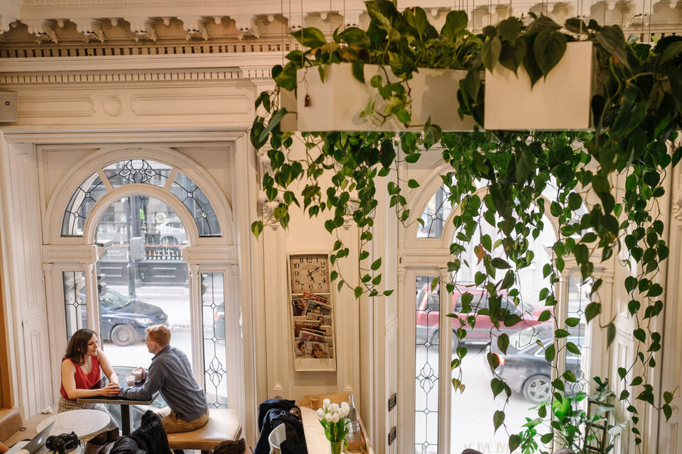 Engagement photos inside Tommy Cafe