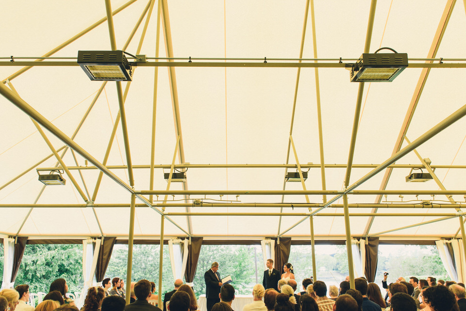 Wedding ceremony under tent