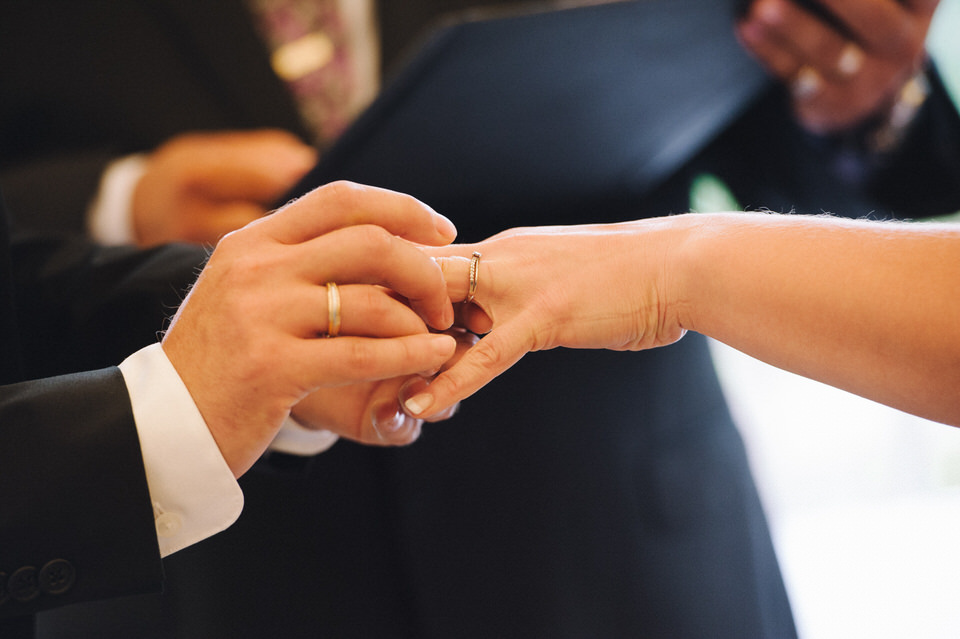 Putting on the wedding rings