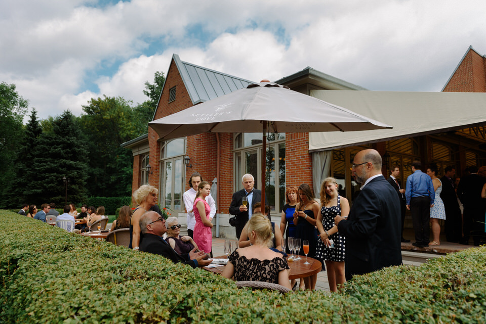 Wedding cocktail hour at Manoir Rouville-Campbell