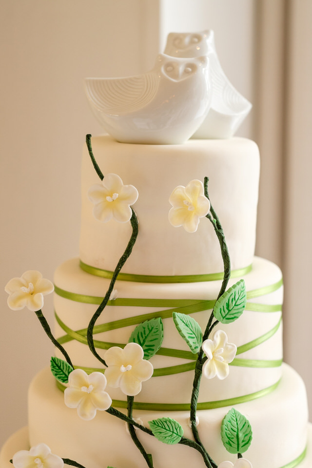 Wedding cake with two owls on top