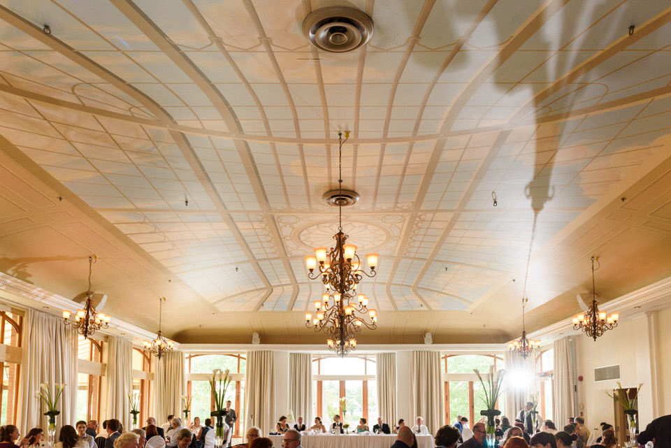 Wide angle photo of reception at Manoir Rouville Campbell