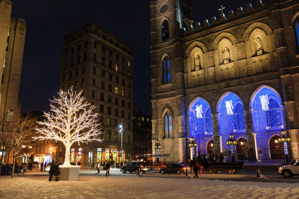 Couple next to light tree in Place d'armes