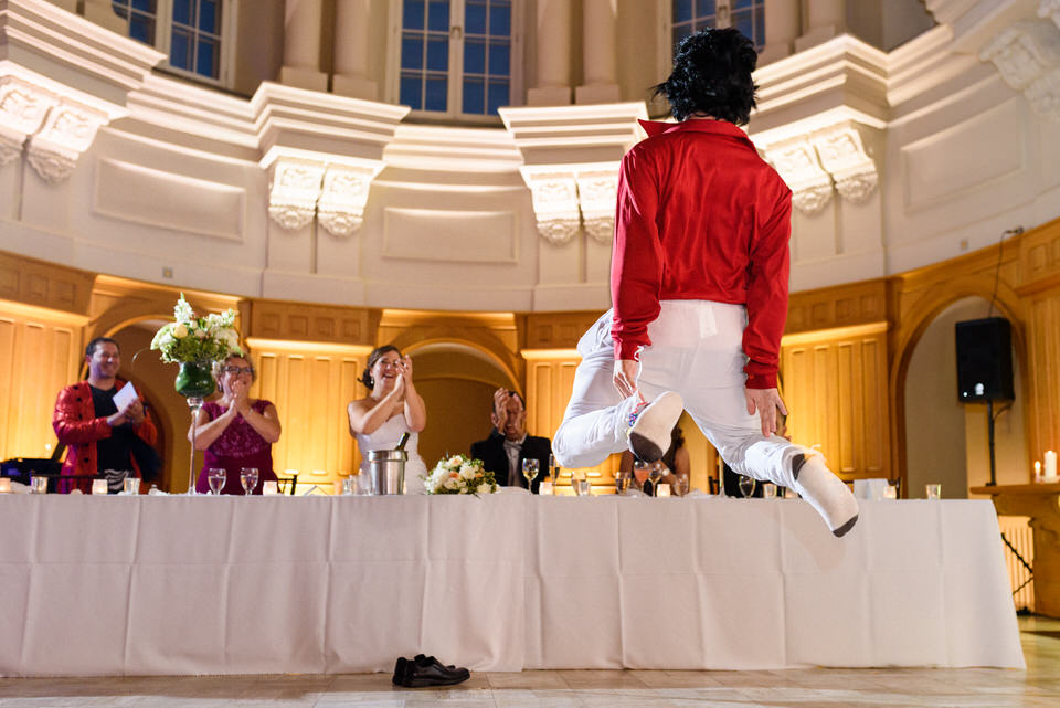 Wool sock dance ritual at wedding