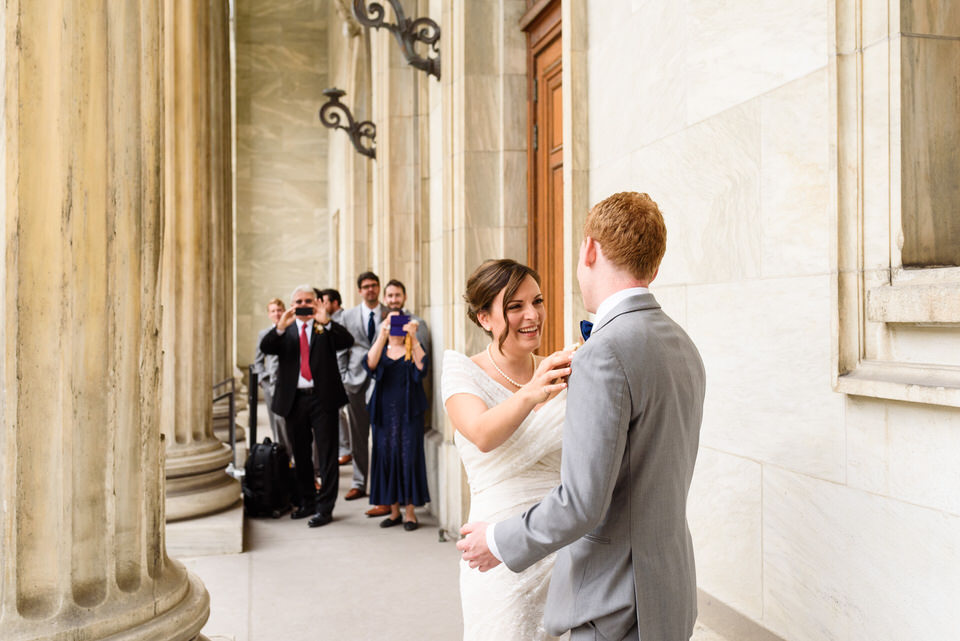 First look: Groom turning to see his bride