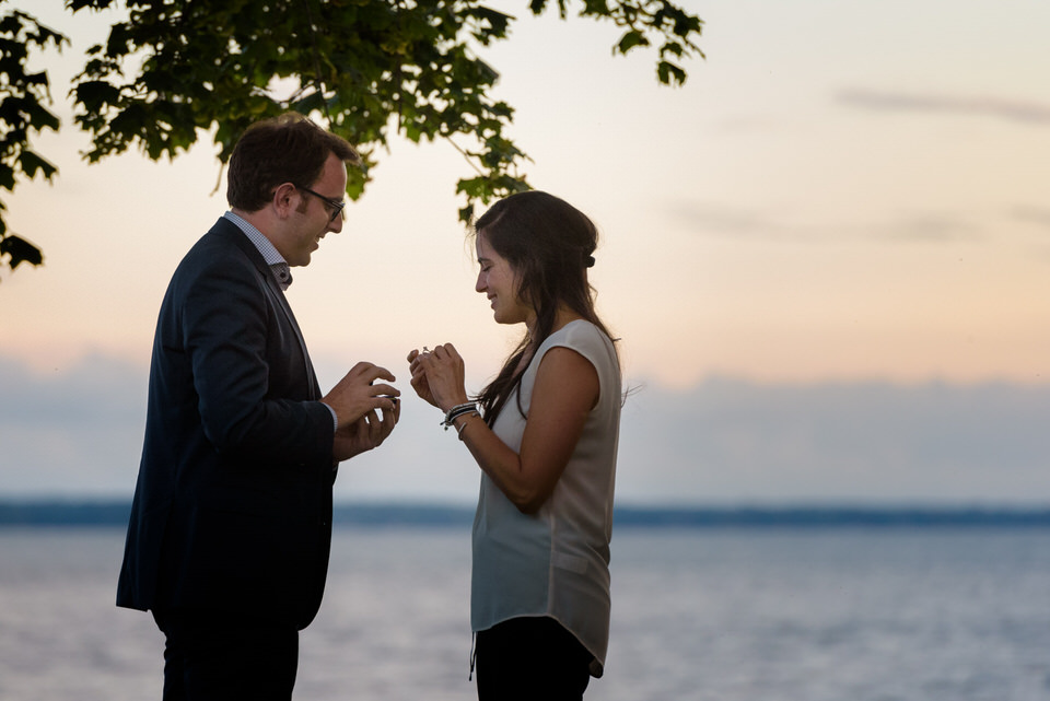 Newly engaged woman's reaction to proposal