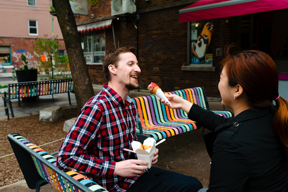 Couple vacation photos with ice cream