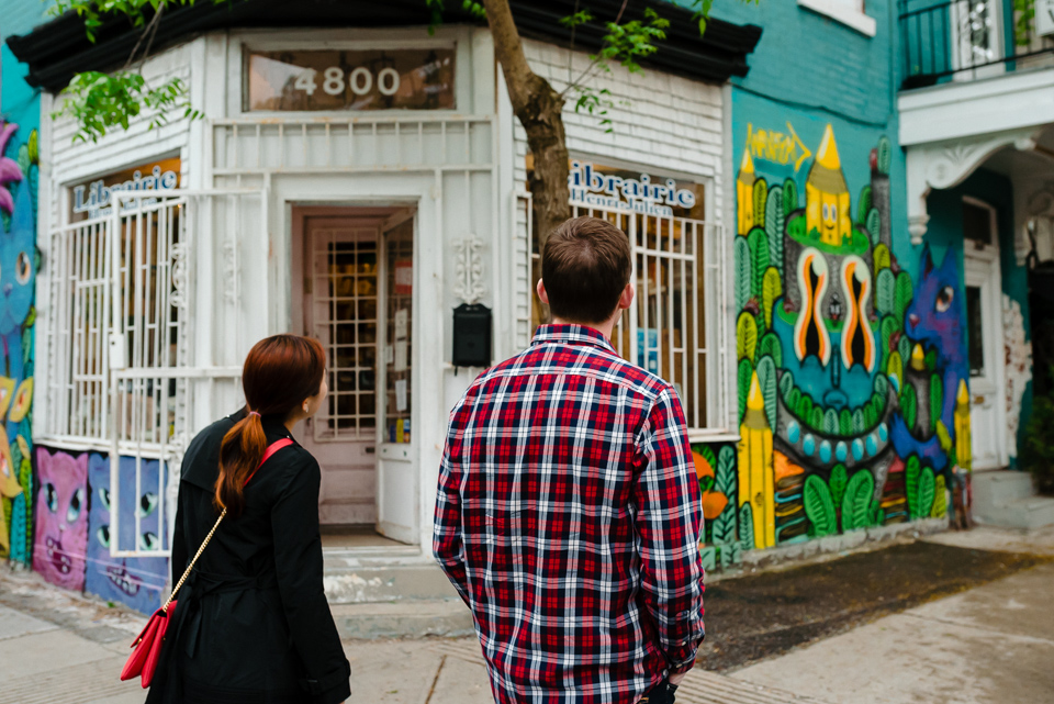 Mile-end engagement photos with graffiti