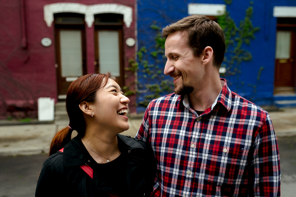 Happy couple photo in rue Drolet Montreal