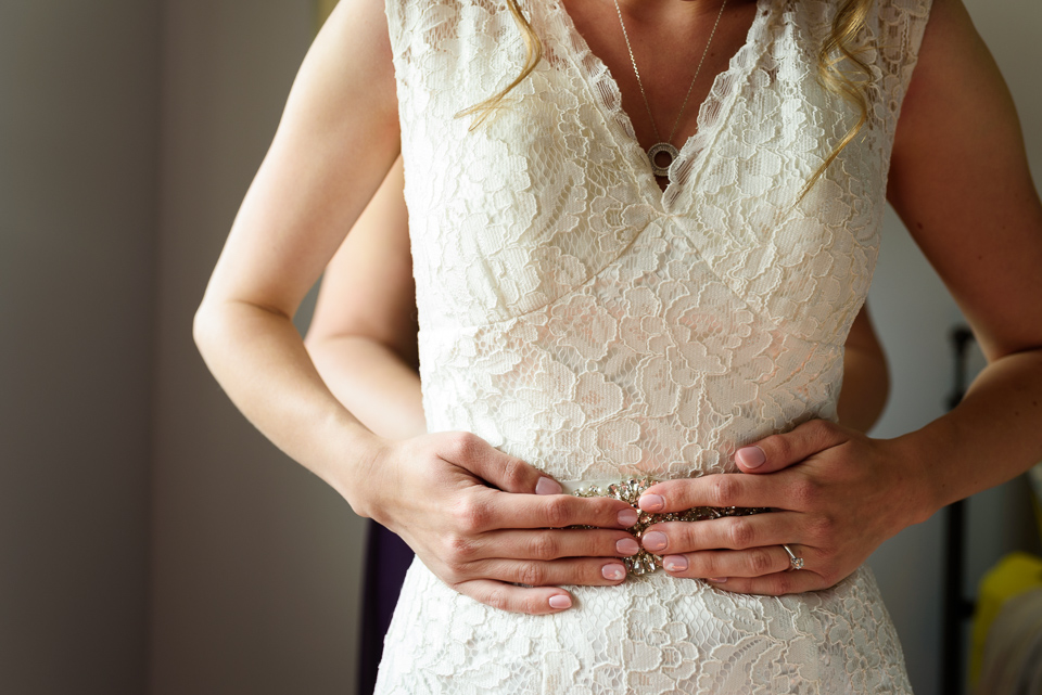 Close up of bride's hands