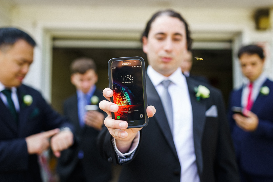 Groom waiting for bride to arrive