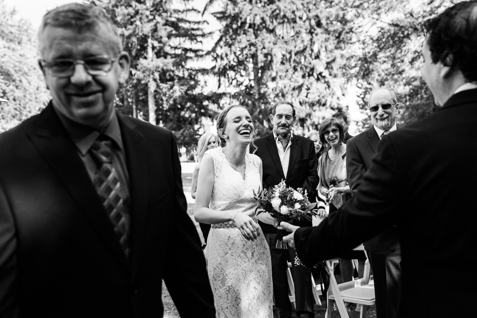 Laughter at wedding ceremony