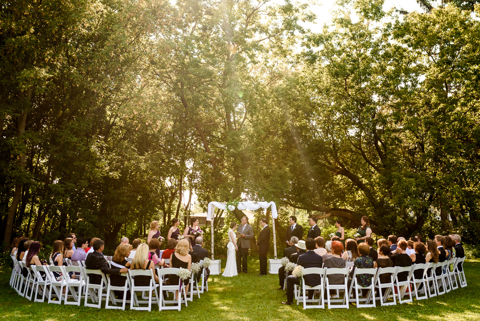 Sunset wedding ceremony at Fritz Farm