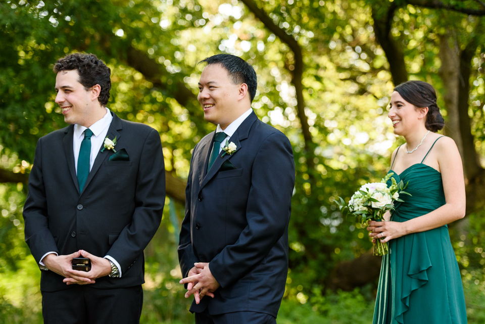 Groomspeople at wedding ceremony