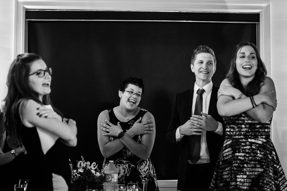 Wedding guests singing a song