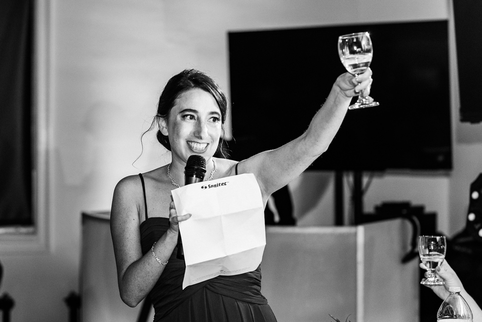 Groom's sister giving speech