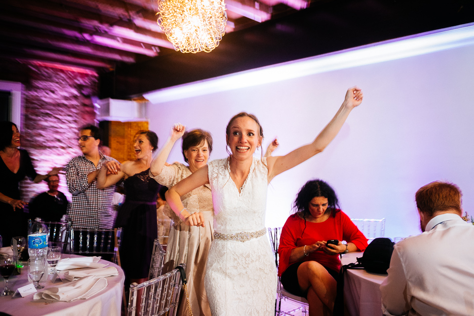 Bride leading the conga line