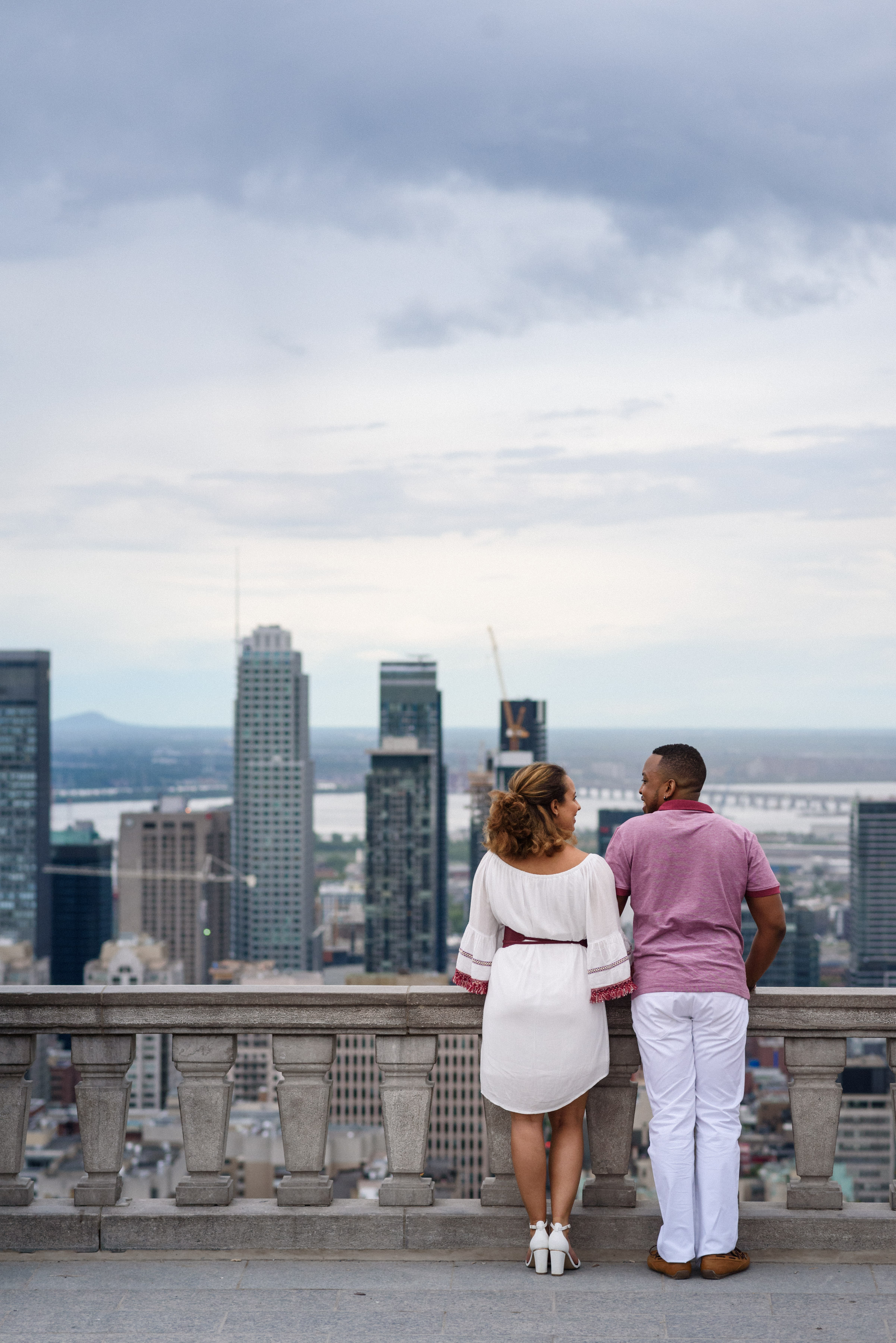 Engagement photo at Mount Royal lookout