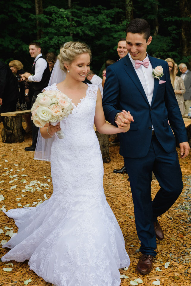 Wedding couple exiting the