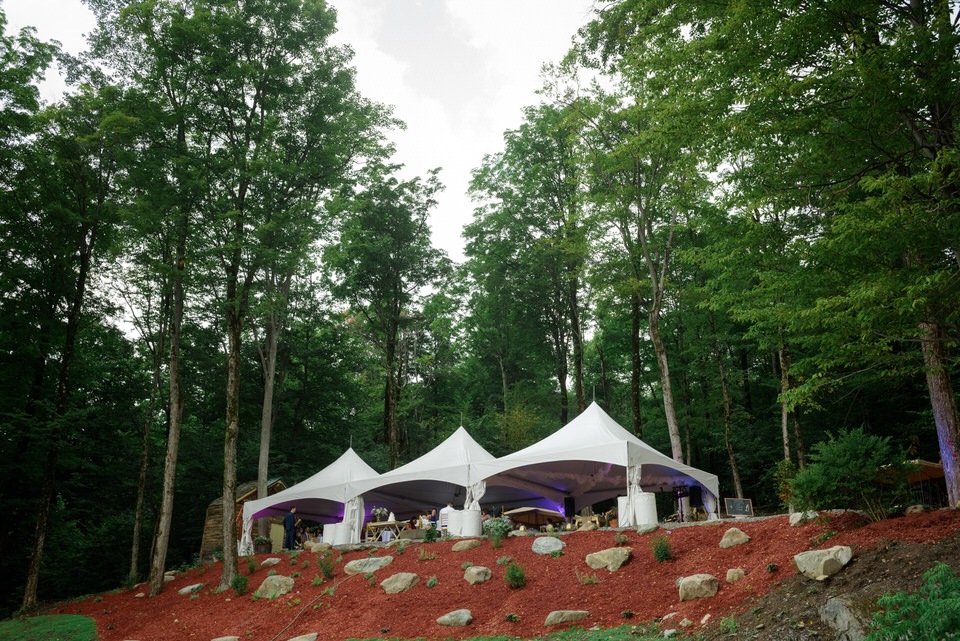 Wedding tents on side of hill