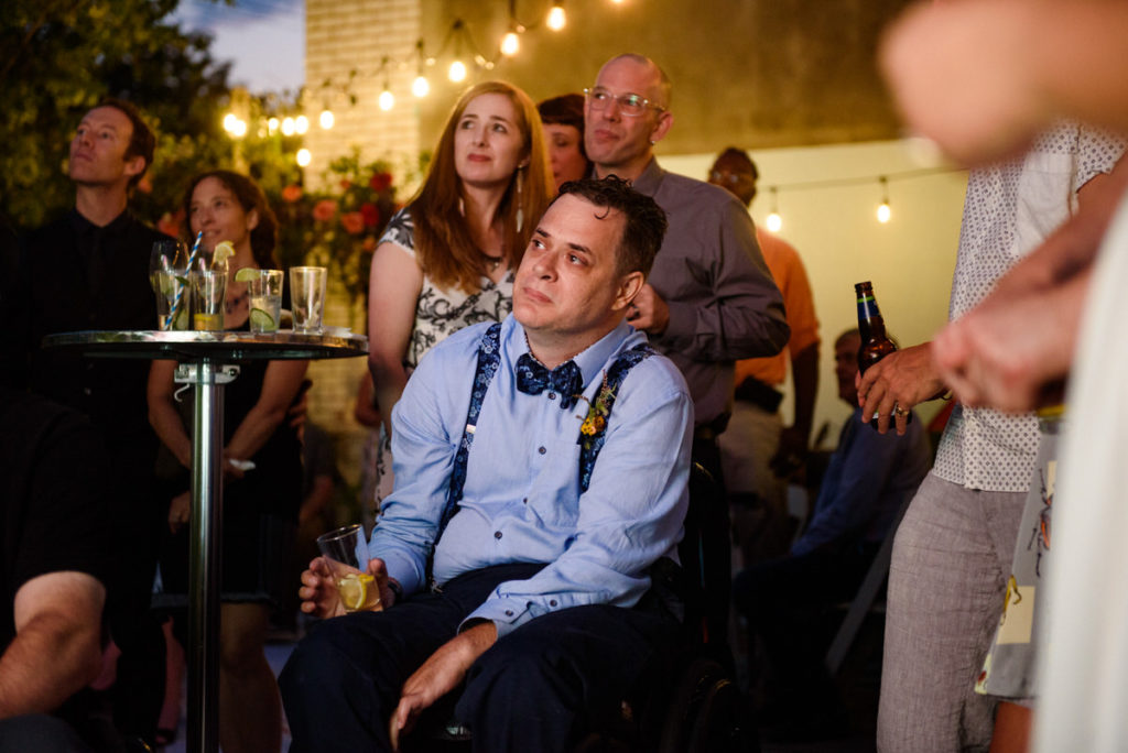 Groom listening to speech