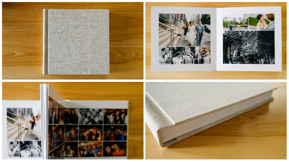 Close up of wedding albums