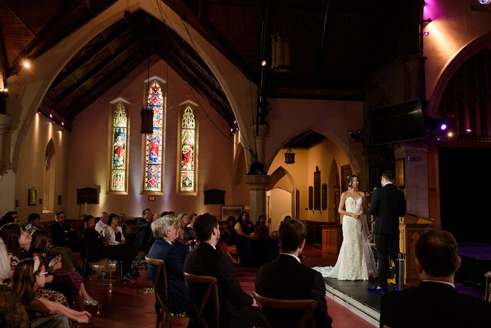 Bride sharing her wedding vows at St Jax