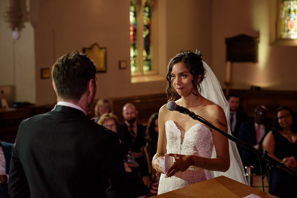 Bride emotional as she reads her vows