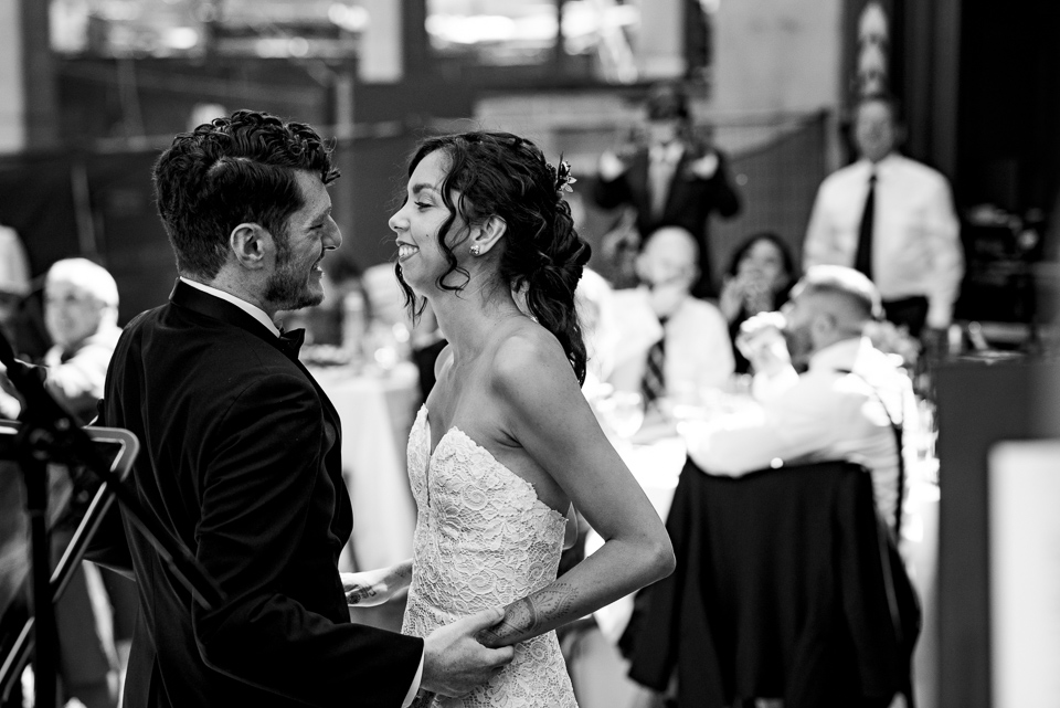 Close up of wedding couple dancing their first dance
