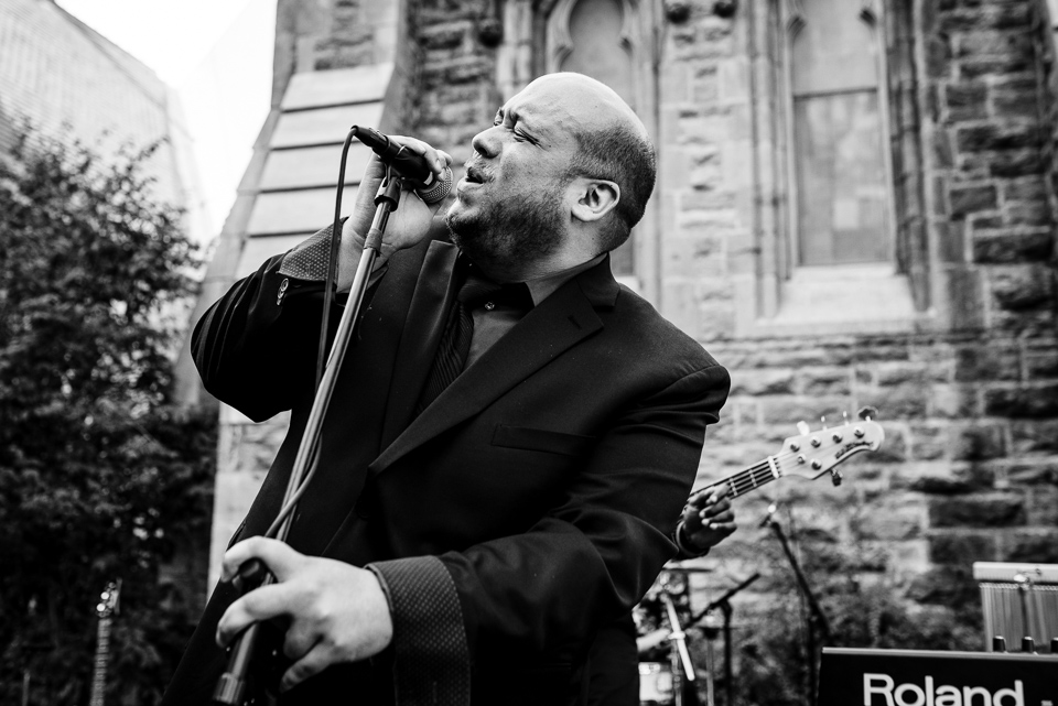 Family member sings his heart out during wedding reception at St Jax